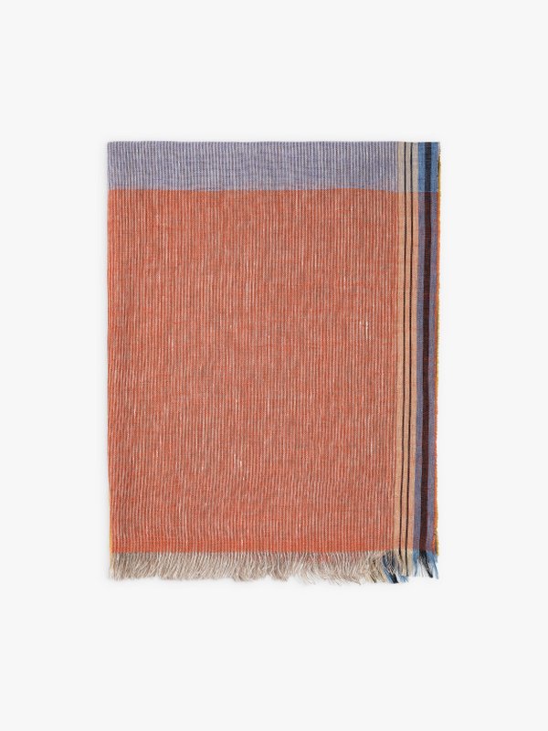  ocher and blue two-toned linen Caliste scarf_1