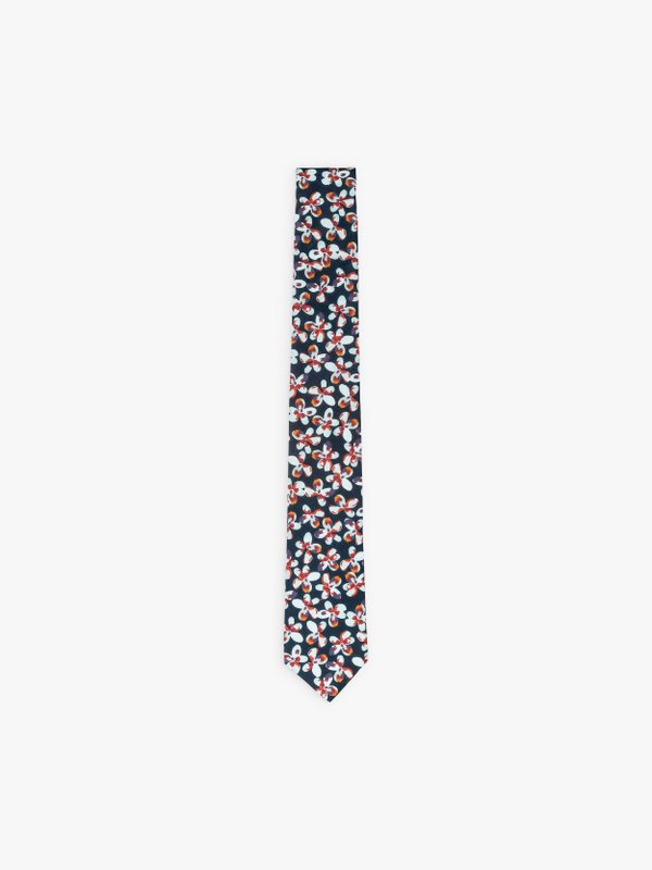 navy blue Lucious tie with floral print_1