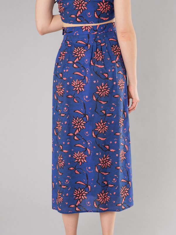 royal blue Mirella skirt with floral print_14
