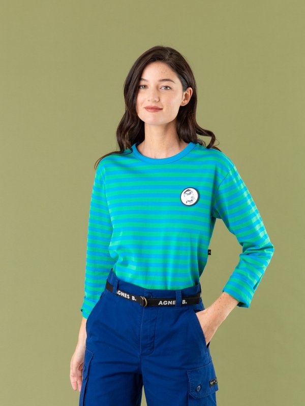 blue and green Lil Cool t-shirt with stripes_11