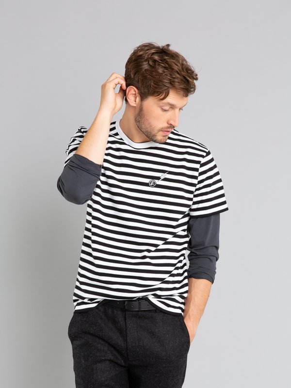 black and white short sleeves striped Coulos t-shirt_11