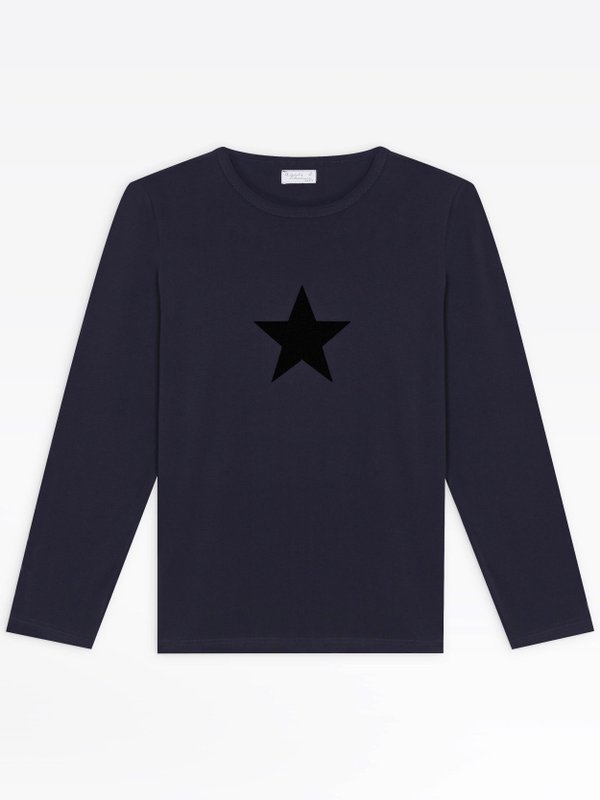 navy blue long sleeves coulos star t-shirt_1