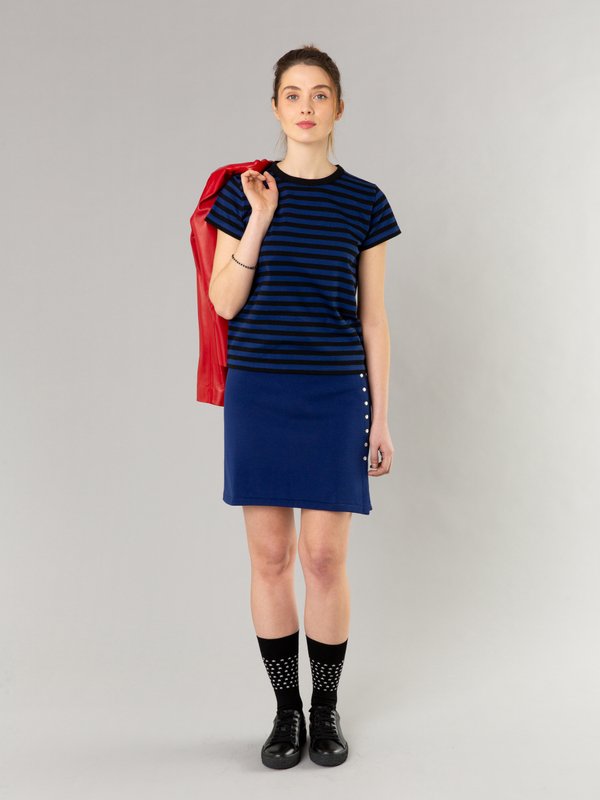 dark blue cotton fleece snap skirt_11