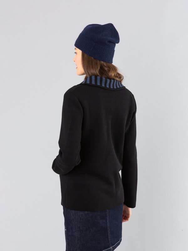 black and blue merino wool pea coat _14