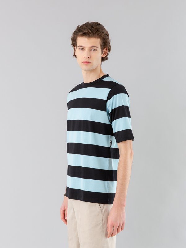 black and turquoise blue Chic t-shirt with wide stripes_13