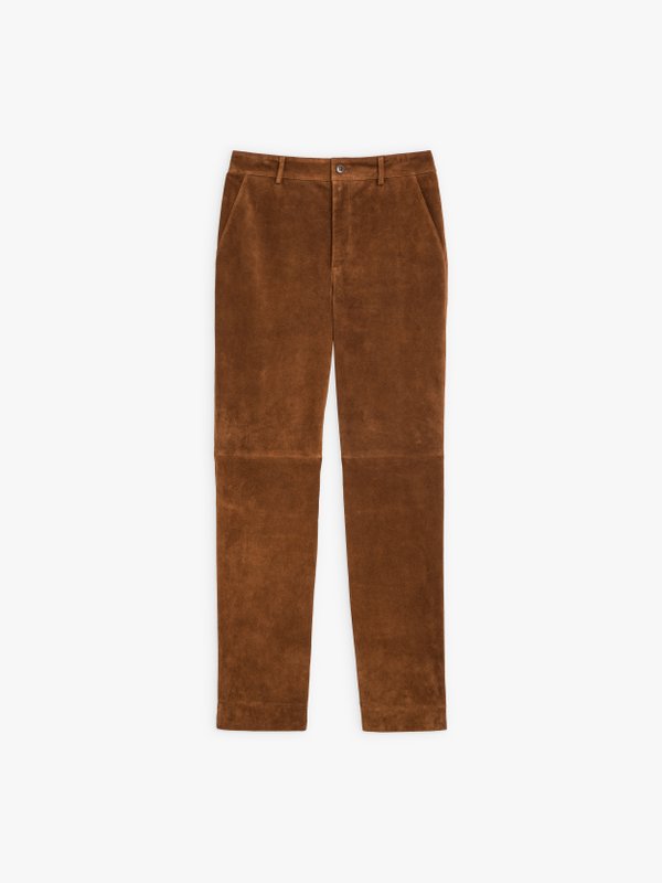 cinnamon suede leather Lou trousers_1