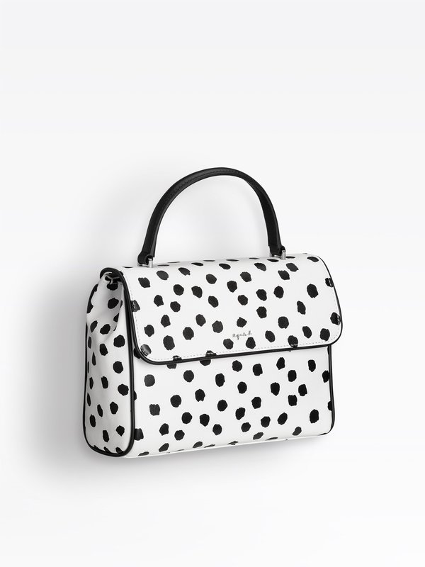 white dots print leather handbag_2