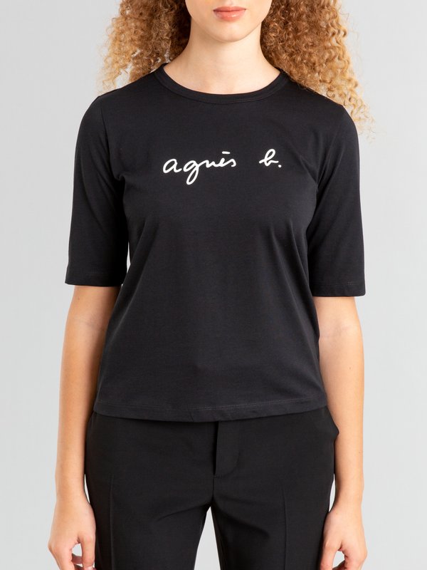 black "agnÃ¨s b." Brando t-shirt with elbow-length sleeves_14