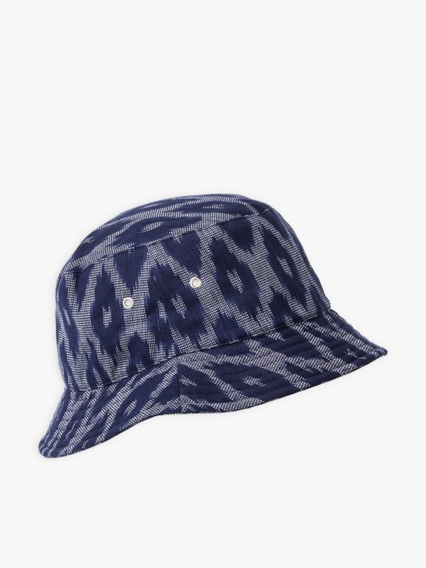 blue Ikat pattern hat_1