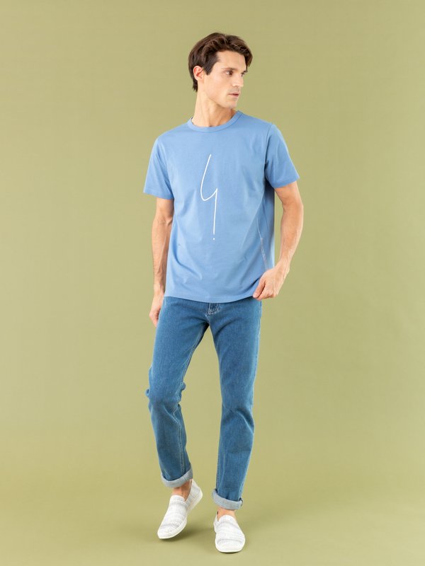 Persian blue short sleeves "irony mark" Brando t-shirt_12