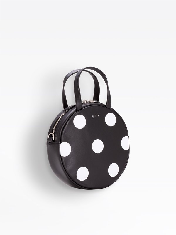 black round polka dots leather shoulder bag_2