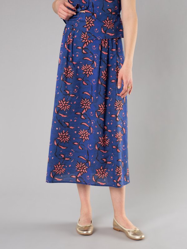 royal blue Mirella skirt with floral print_12