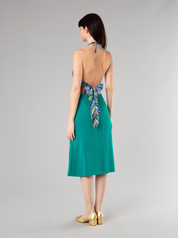green backless scarf dress_14