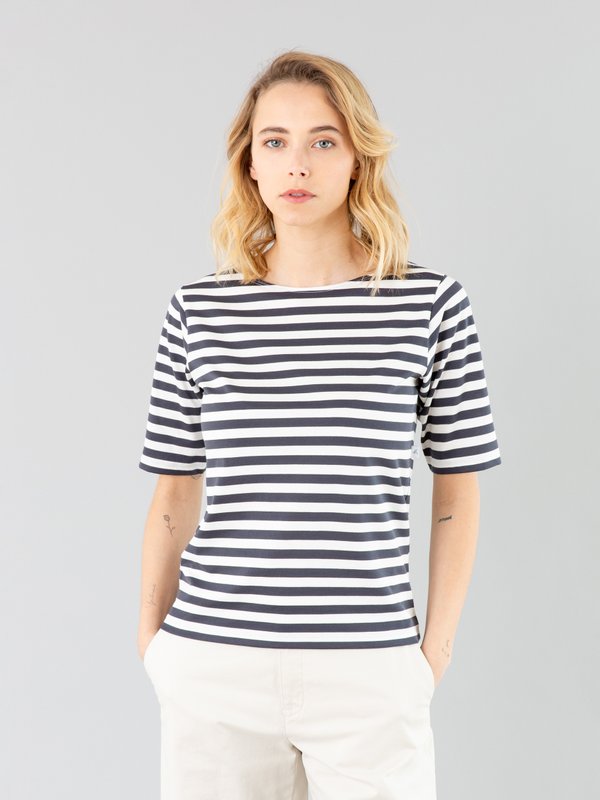 grey and off white Bow t-shirt with stripes_15
