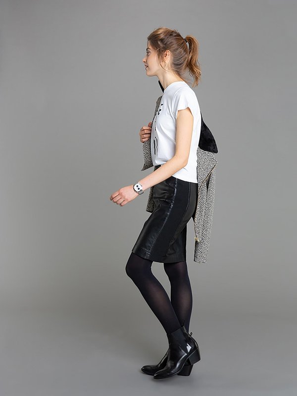 black two-fabric leather skirt_12