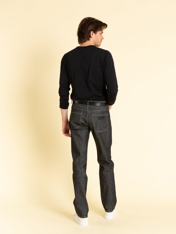 #1 men slim selvedge black jeans_13