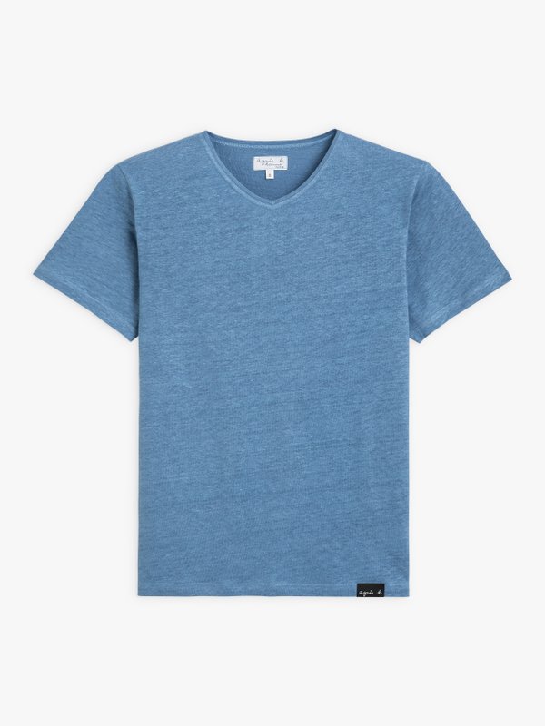Persian blue linen Roll t-shirt_1