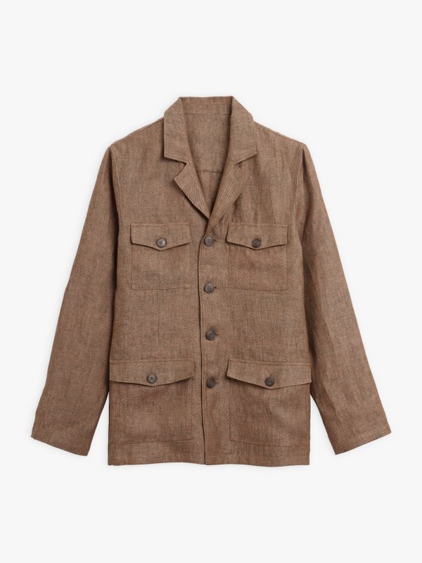 brown organic linen safari jacket_1