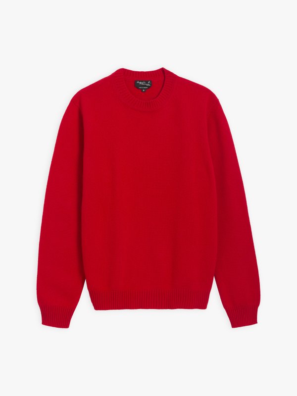 red cashmere jumper with elbow caps_1
