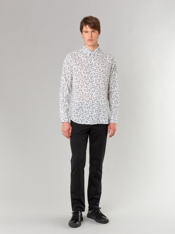 navy blue cotton crepe Thomas shirt with floral print_14