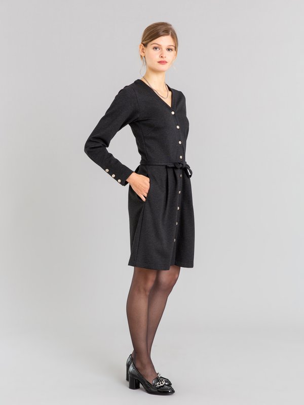 black milano Eloise dress with micro check pattern_13