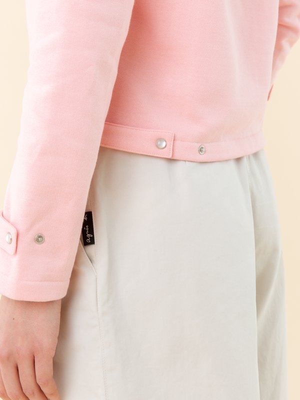 pastel pink cotton fleece Rosana snap cardigan_15