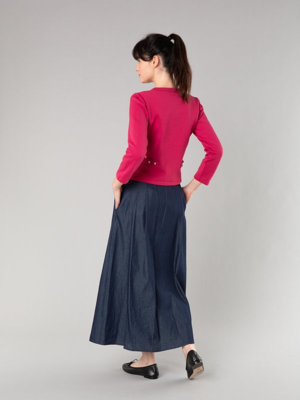 dark blue lightweight denim long skirt_13