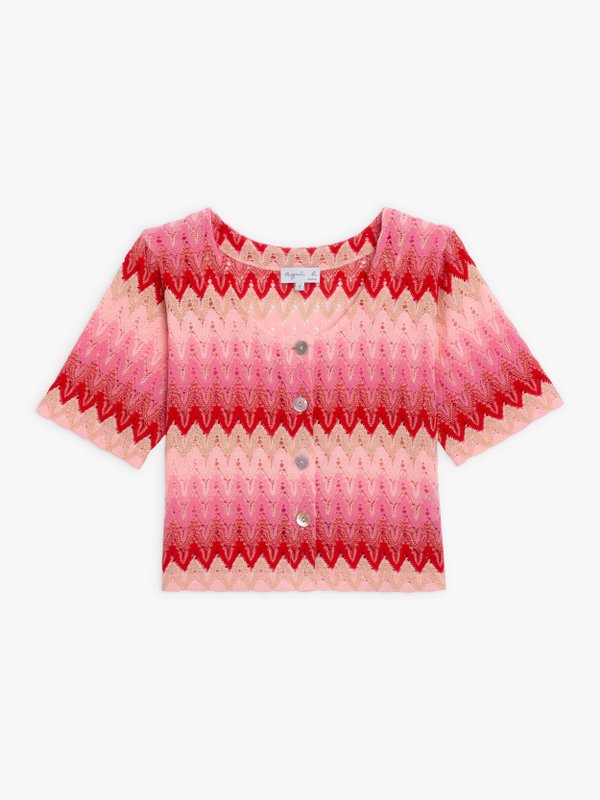 pink and red Raschel knit Bahia cardigan_1