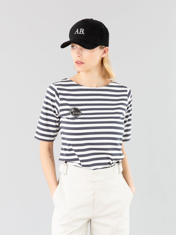 grey and off white Bow t-shirt with stripes_11