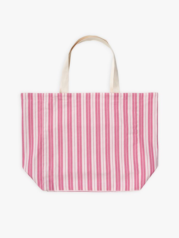pink striped canvas large tote bag_1