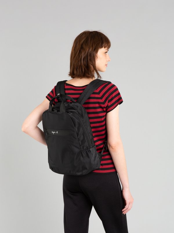 black nylon backpack_11
