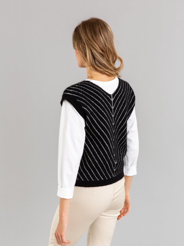 black and white striped mohair Diag jumper_14