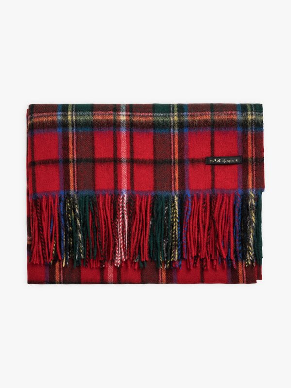 red To b. by agnÃ¨s b. wool and cashmere plaid scarf_1