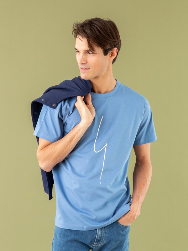 Persian blue short sleeves "irony mark" Brando t-shirt_11