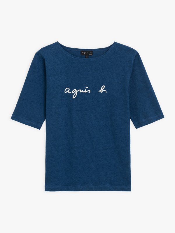 blue linen "agnÃ¨s b." Bow t-shirt_1