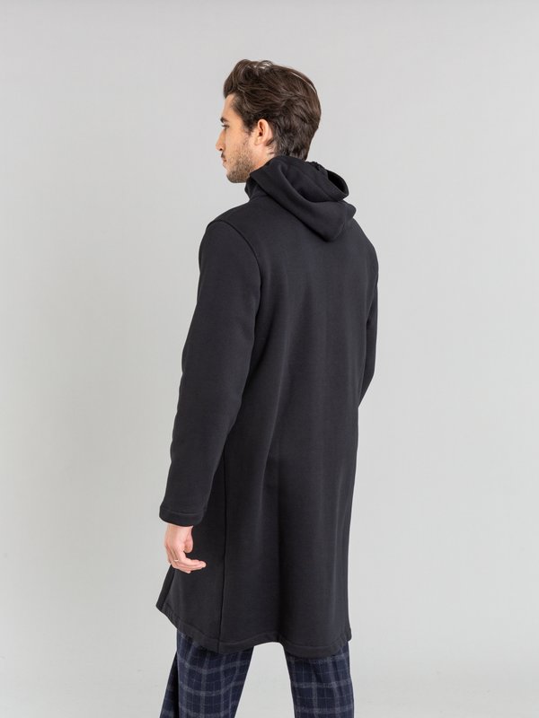 black cotton fleece Yvan snap coat_14