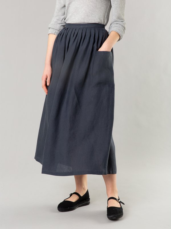 dark grey linen Telma long skirt_12