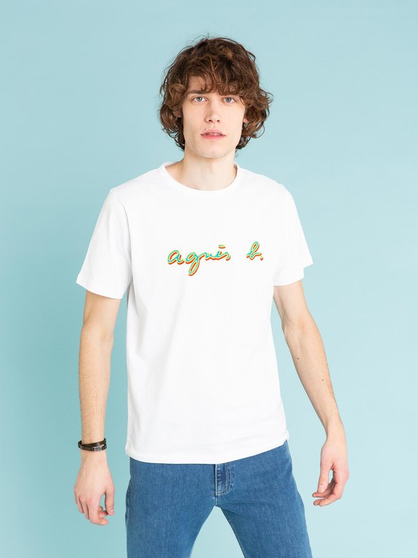 white coulos t-shirt with "agnÃ¨s b." embroidery_12