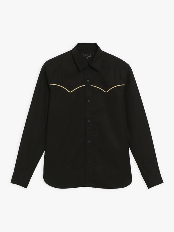 black cotton poplin Western shirt_1