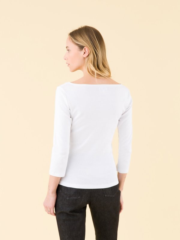 white 3/4-length sleeves Leopard t-shirt_13