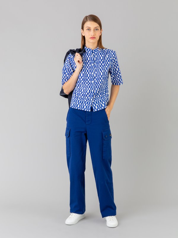 blue checkerboard-print cotton Ginette shirt_12