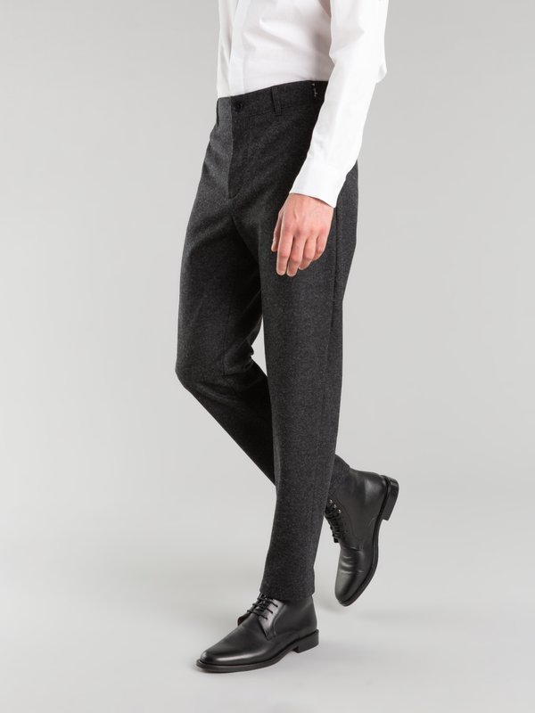 mottled black wool jersey Motor trousers_12