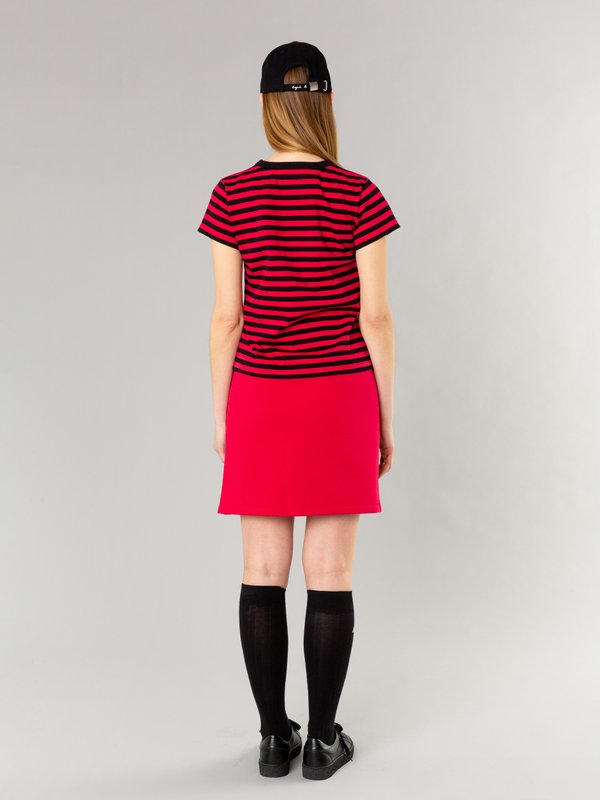carmine red cotton fleece snap skirt_13