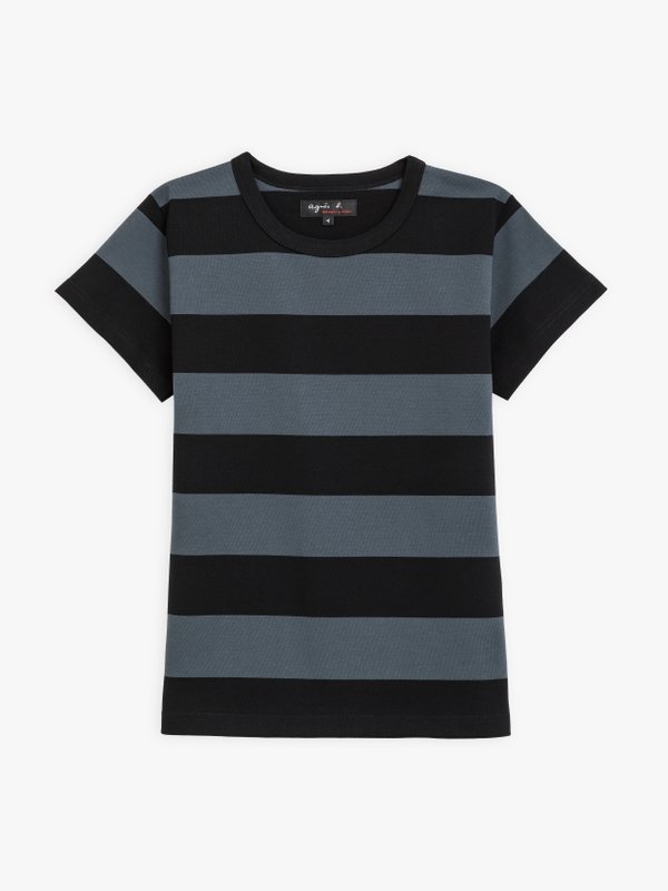 black and anthracite Brando t-shirt with wide stripes_1