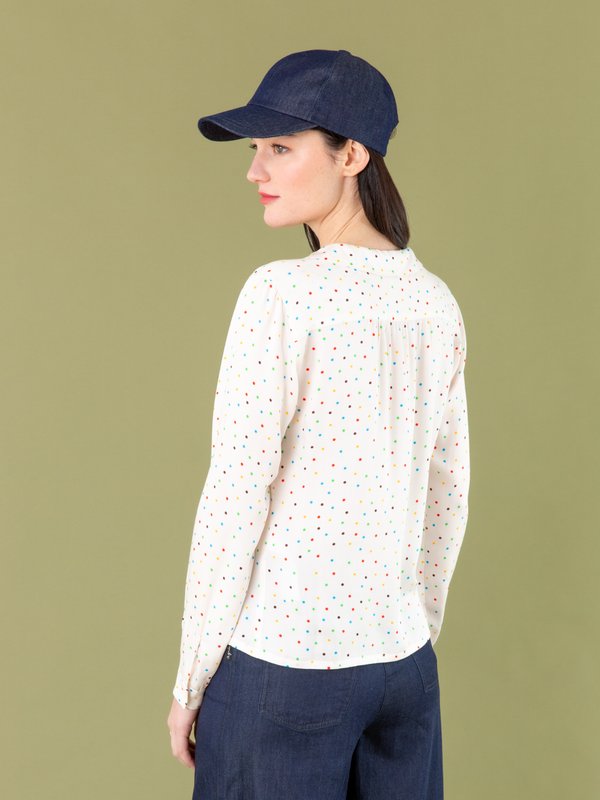 cream polka dot print Rebecca shirt_14