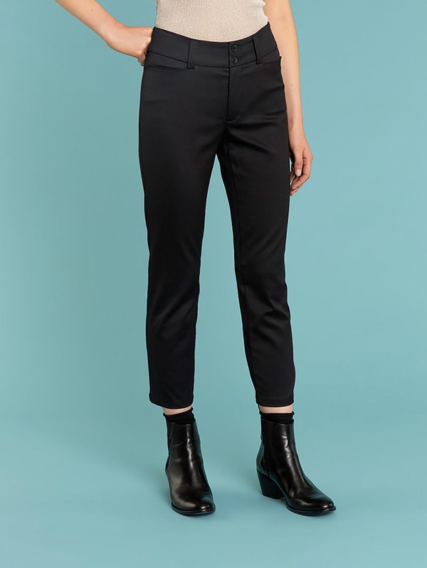 black Neo slim capri trousers_13