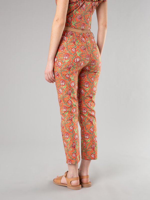orange and green Elvy trousers with floral print_14