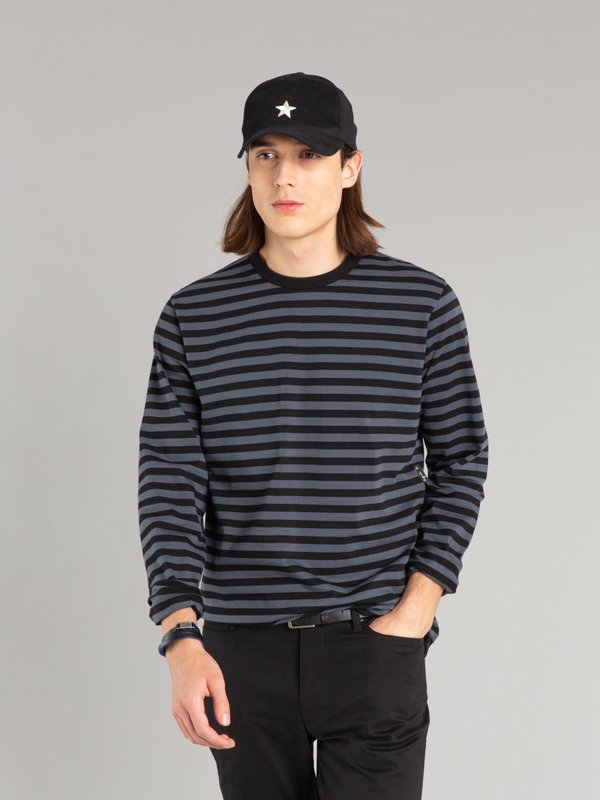 black and grey long sleeves striped Coulos t-shirt_11