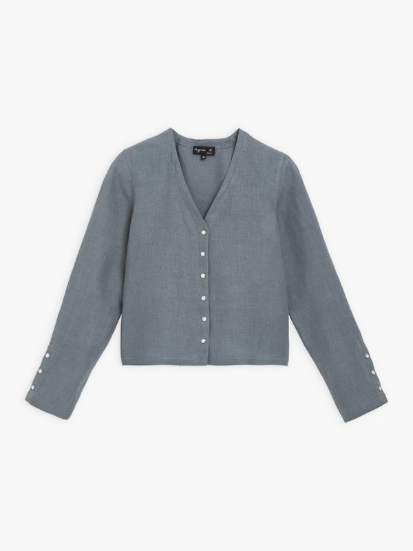 grey blue linen snap jacket_1