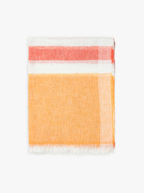 orange and red linen Timea scarf with stripes_1